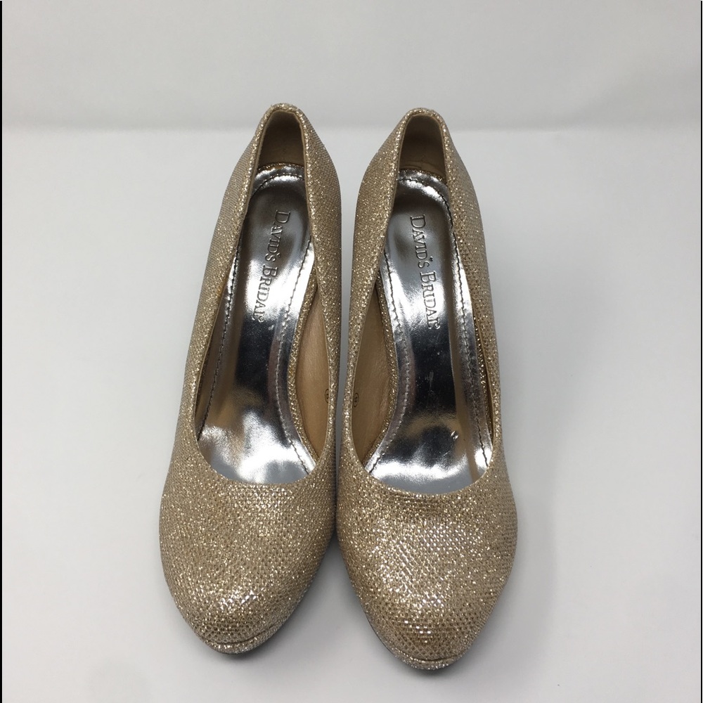 David’s Bridal Crystal Gold High Heels Cute Shoes